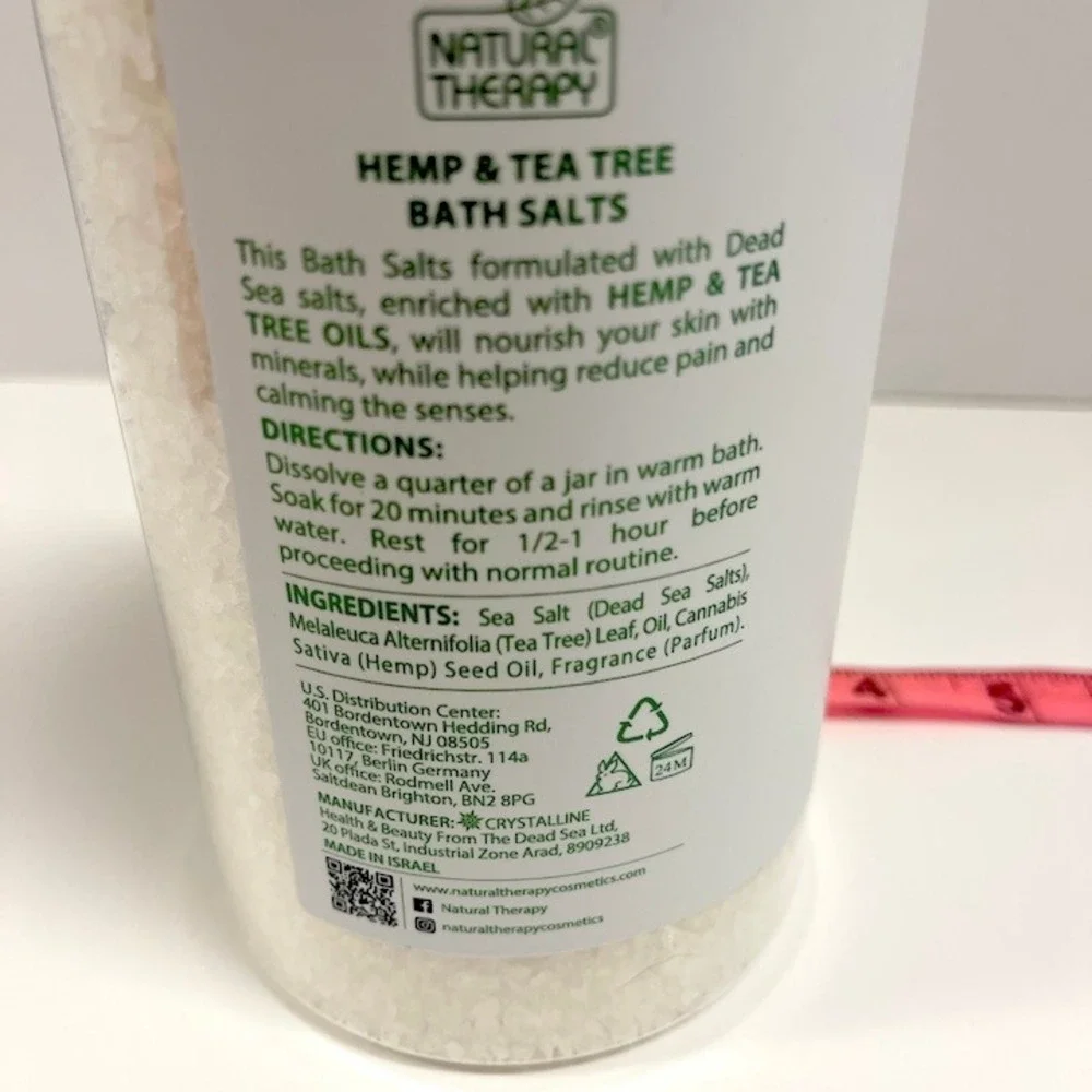 Natural Therapy Hemp Tea‎ Tree Bath Salts NEW 37oz Jar Natural Ingredients